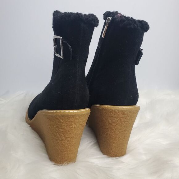 Franco Sarto Black Wedge Booties, Size 9 - Picture 5 of 7